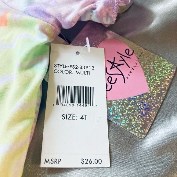 Freestyle 4T Tie Dye Jumpsuit Set Scrunchie NEW - Picture 3 of 4